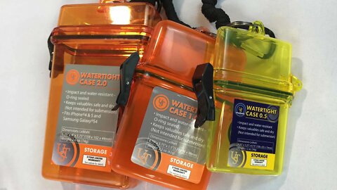 UST Orange Watertight EDC 2.0 Case versus 0.5 and 1.0 Cases