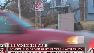 School bus driver hurt in crash with truck