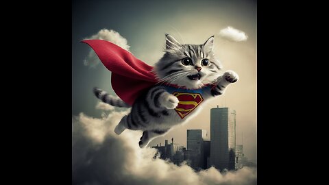 cat flaying like a superman 😲😲