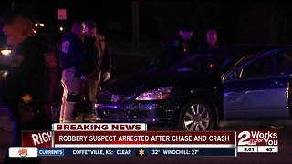 Robbery suspect arrested after chase and crash