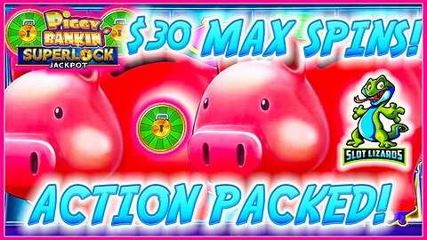 SO MANY BONUSES! BIG WIN! UP TO MAX $30 SPINS! Superlock Jackpot Piggy Bankin Slot WHEEL SPINS!