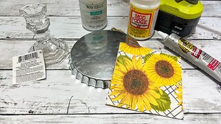 Sunflower Riser DIY || Napkin Decoupage [1 Easy Dollar Tree DIY]