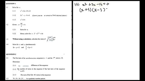 X^2 +2x -15 =0 || UniTut