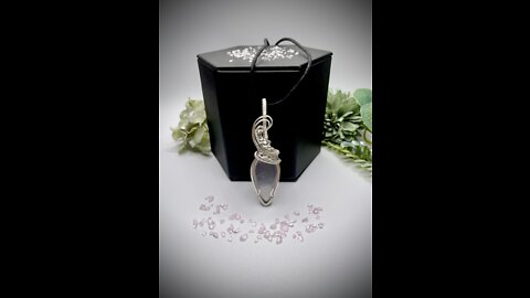 18” Handmade, Sterling Silver, Wire Wrapped, Rose Quartz Gemstone Pendant Necklace.