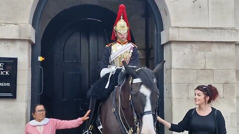 kings guard keeps a watchful eye on where every one's hands are #horseguardsparade