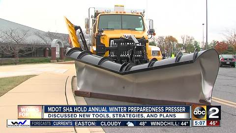 Department of Transportation State Highway Administration readies for winter 2017-18