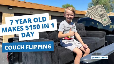 7 Year Old makes $150 in one day Flipping used couch 🛋