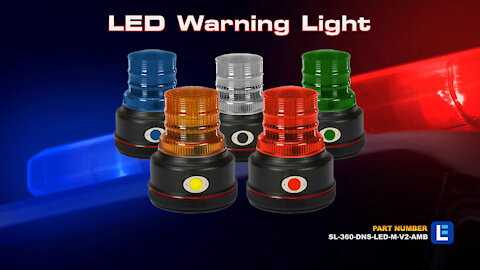 Battery-powered LED Warning Light - 360° Illumination - 4 Beam Patterns, Photocell - Magnetic Mount