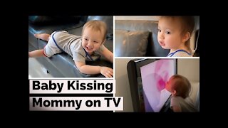 Baby Kissing Mommy On TV