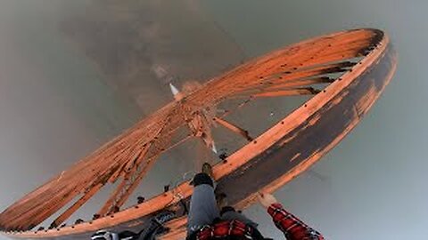 UNCUT - 50 meters BASE jump fromsteampunk wind turbine