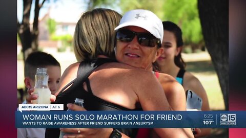 Woman runs solo marathon for friend