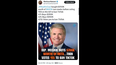 Texas Republican Rep McCaul Bought Meta 2 Was Before Voting To Ban Tiktok