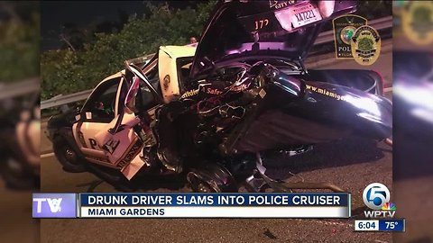 Drunk driver slams into police cruiser in Miami Gardens