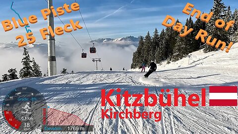 [4K] Skiing Kitzbühel KitzSki, Entire Blue Piste 25 Fleck Full Top to Bottom, Austria, GoPro HERO11