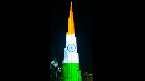 Burj Khalifa in Dubai Light up with Indian Flag On Occasion of India Independence Day 🇮🇳