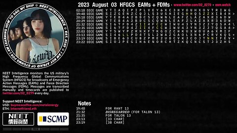 August 03 2023 Emergency Action Messages – US HFGCS EAMs + FDMs