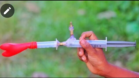 HOW TO MAKE A AIR PUMP USING SYRINGE