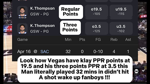 Rigged Klay Thompson PPR POINTS vs Sacramento Kings (play-in tournament) | this stuff is too obvious
