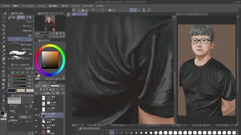[test 13] Digital Painting Live Stream - Man in Black T-shirt