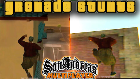 Granny Gets On Top of the Chinatown in San Fierro with Grenade Stunts in San Andreas Multiplayer