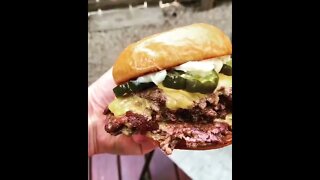 Triple decker smash burger | @plazoo_bbq on IG 🍔 #shorts