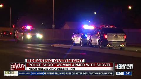 Las Vegas police shoot woman armed with shovel