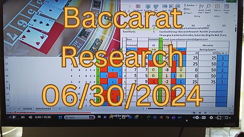 Baccarat Play 06302024: 1 Strategy, 1 Bankroll Management. Baccarat Research.