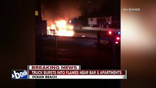 Truck bursts into flames in Ocean Beach