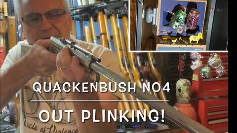 1883 Quackenbush No.4 22 caliber spring piston air rifle out plinking in the garage