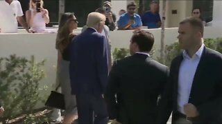BREAKING Donald Trump seen leaving the polls after voting for Governor Ron DeSantis