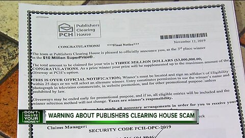 Warning about Publishers Clearing House scam