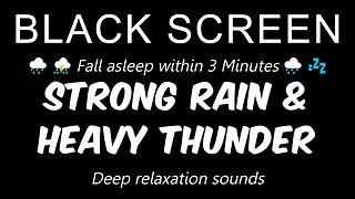 Heavy THUNDER & strong RAIN sound | 99% will fall asleep within 3 Minutes | 3 hours 🌧️⛈️💤