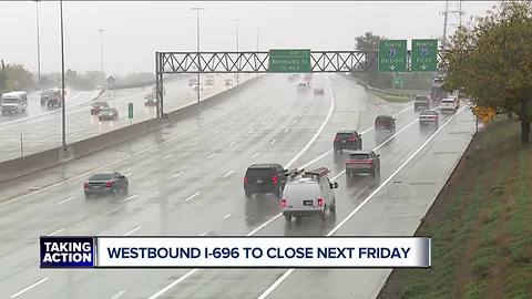 I-696 closing in Macomb County to begin Friday April 27