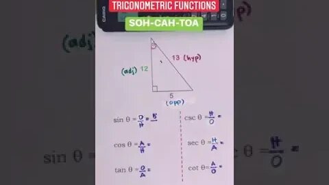 Trigonometric Functions SOHCAHTOA #SOHCAHTOA #mathematics #mathtutor #trigonometry #mathteacher |