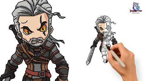 How to Draw Geralt of Rivia The Witcher - Chibi Art Tutorial