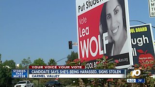 North County candidate says she's being harassed, signs stolen