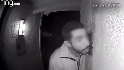 Man caught licking doorbell