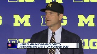 Harbaugh talks international travel, comments on Meyer