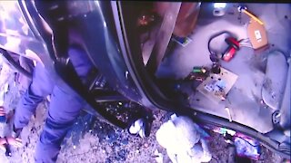Bodycam shows Twinsburg police officers rescue trapped children from overturned vehicle