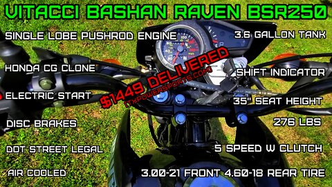 (E1) Vitacci Bashan Raven BSR250 dual-sport Assembly review. chain carb clutch brake adjustments
