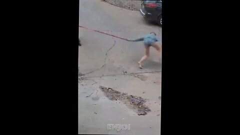 chick gets hammered walking dog.