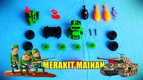 Merakit mainan mobil tentara mobil perang mobil militer helicopter tank