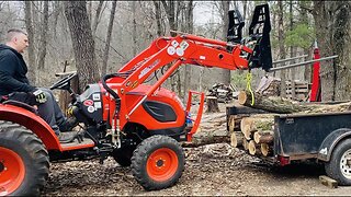 Let's Try This Again - Unloading Trailer With Log Tongs