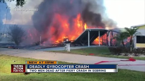 2 dead, 1 injured after gyrocopter crashes into mobile home park, setting homes on fire in Sebring