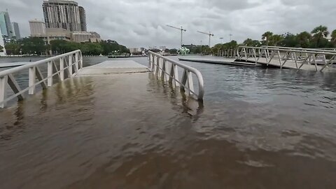 Hurricane Idalia Aftermath in Tampa, FL. Flooded Hillsborough River