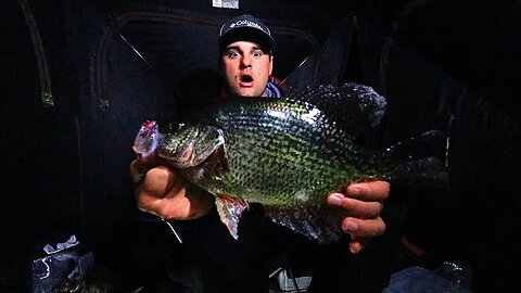 NIGHT Fishing for GIANT Black Crappie (Ice Fishing 2019)