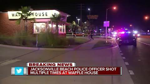 Police officer shot near Waffle House after man fires at Jacksonville Beach patrol car