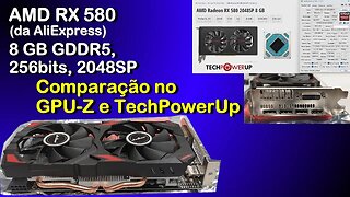 Comparando a AMD RX 580 8GB da AliExpress no GPU-Z e no site TechPowerUp