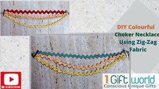DIY Easy Unique Colourful Necklaces with Zig-Zag Fabric and Recycled Materials