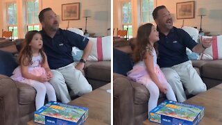 Ecstatic 5-year-old Reacts To Seeing Her Dad On The News